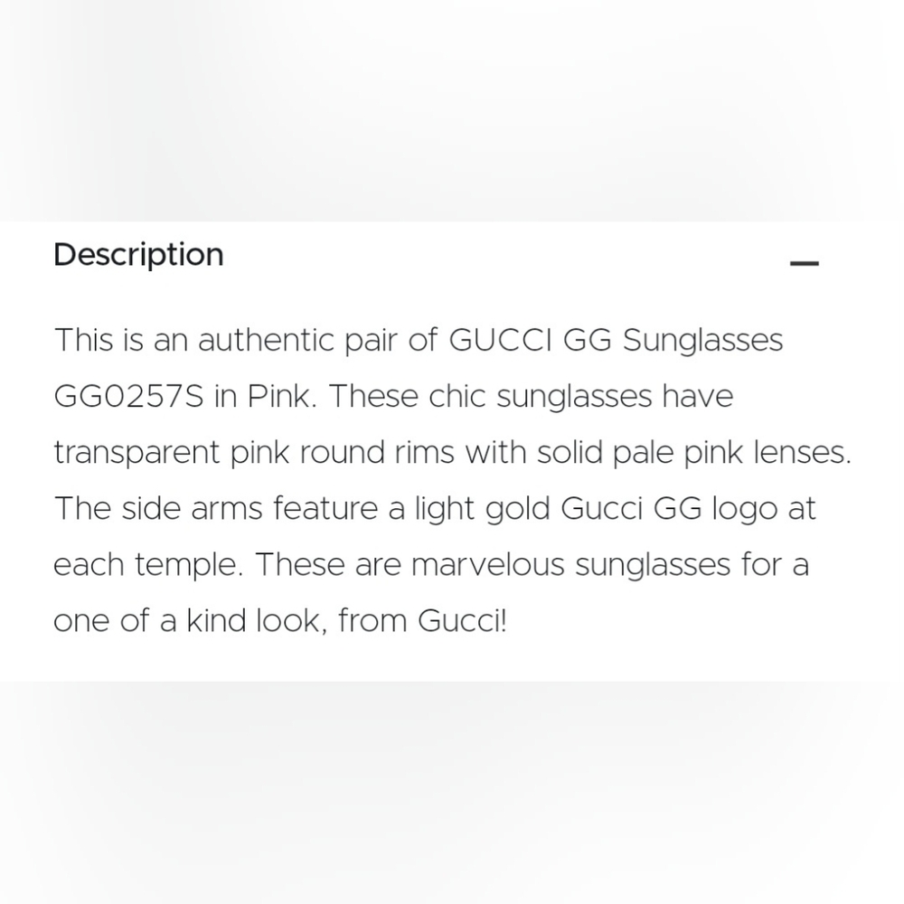 NWOT Gucci Transparent Metallic Glitter Pink Glasses Sunglasses GG0257S - Picture 8 of 9